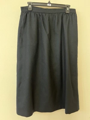 Vintage Evan-Picone 100% Wool A-Line Midi Skirt Black Womens Size 14 USA - Image 1 of 4