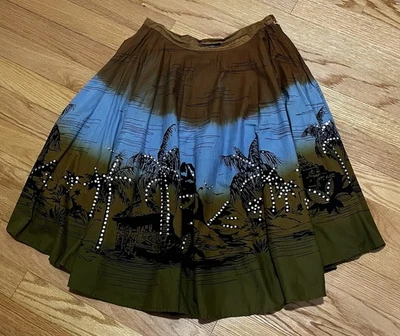 Maxi Falda Para Mujer Angie Boho Estampado Isla Tropical Grande Marrón Azul Verde Foto 1 de 4