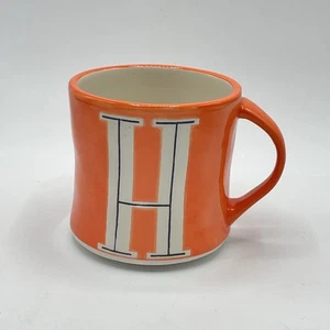 Anthropologie Monogramm Anfangsbuchstabe H handbemalt orange Kaffeebecher - Bild 1 von 5