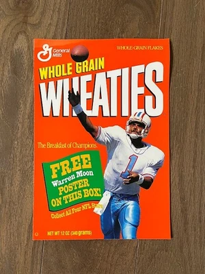 WHEATIES WARREN MOON POSTER 1993 HOUSTON OILERS 14" X 10" - Image 1 of 3