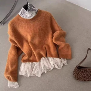 Polka Dot Lady Lace Peplum Shirts Tops Blouse Basic T-shirts Sheer Retro Girl - Picture 1 of 11