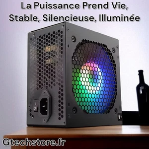 Bloc D'alimentation Pour Ordinateur De Bureau Avec Ventilateur RGB Silencieux - Zdjęcie 1 z 9