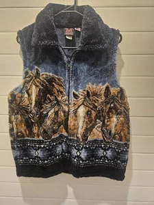 Mazmania Vintage Fleece Vest Horse Graphic Made in USA Sleeveless Jacket - Bild 1 von 9