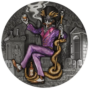 2025 Cameroon Baron Samedi 2 oz Silver Antiqued Digital Printed High Relief Coin - Picture 1 of 3
