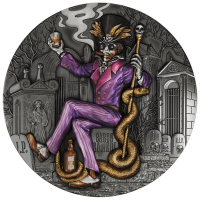 2025 Cameroon Baron Samedi 2 oz Silver Antiqued Digital Printed High Relief Coin - Image 1 of 3