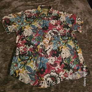 Robert Graham 100% Leinen Hawaii Hemd Xl Blumen Rot Blau Schwarz Multi  - Bild 1 von 19