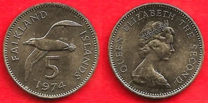 FALKLANDINSELN . 5 CENTS 1974 . FDC / UNC - Bild 1 von 1