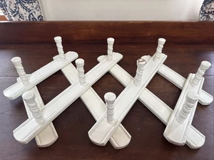 VTG 10 Peg Wooden Accordion Style Coat Hat Wall Rack Expandable Hanger White - Picture 1 of 10