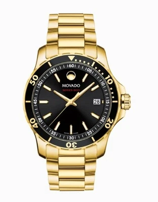 MOVADO $1395 MEN'S SERIES 800 GOLD BLACK DIAL SWISS 40MM WATCH 2600145* - Image 1 of 3