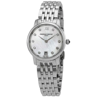 Frederique Constant Slimline Quartz Diamond Ladies Watch FC-220MPWD1S26B - Image 1 of 4