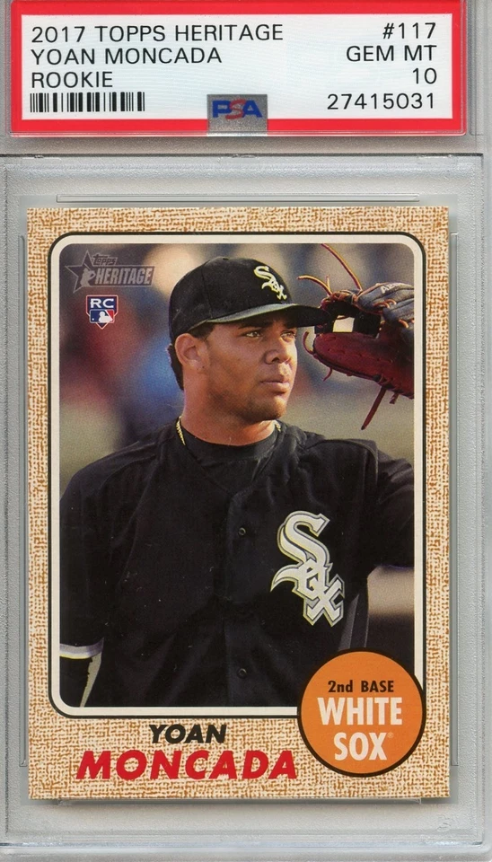 2017 Topps Heritage Action Variation #117 Yoan Moncada - PSA 10 - Rookie Card - Image 1 of 2