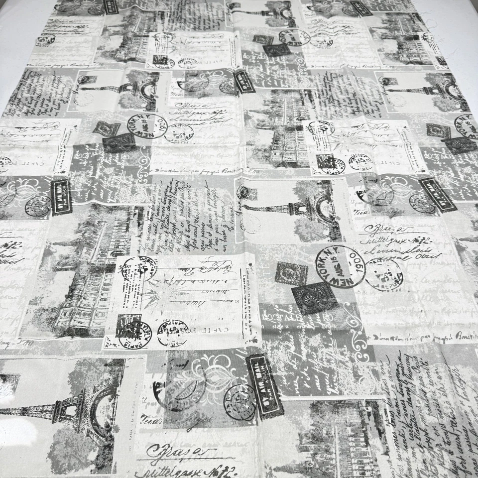 richloom upholstery fabric travel stamps gray 36x55 1 yard - Image 1 of 4