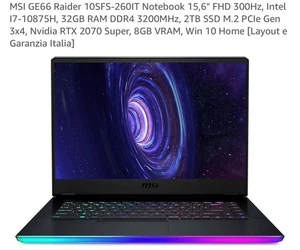 MSI GE66 Raider 15",Grigio Usato-Ottime Condizioni - Foto 1 di 9