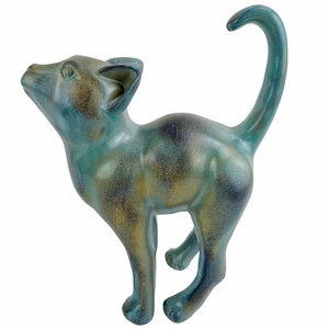 Art Deco Katze Figur Kunstbronze Grünspan Patina Siam Ägypten stehend 7 Zoll - Bild 1 von 14