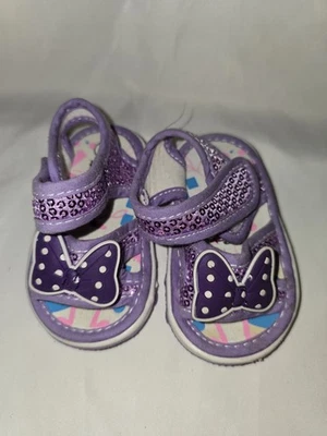 Sandalias chirriantes Little Star lavanda lentejuelas mariposa lona talla 1 Foto 1 de 4