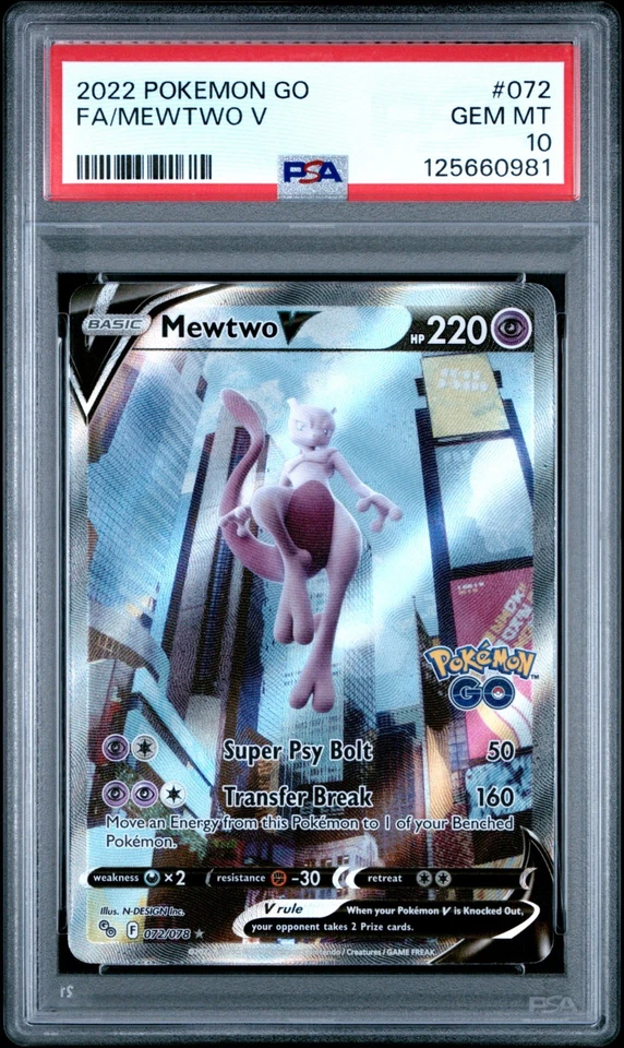 PSA 10 GEM MINT Mewtwo V Alt Art 072/078 Pokemon GO - Image 1 of 1