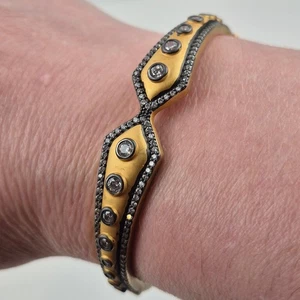 Freida Rothman 925 Sterling Gold Vermeil Pavé Klapp Armreif Armband 6,5 - Bild 1 von 11