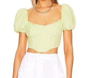 ASTR The Label Paola Top Sketch Floral Women's Lime Green SIZE SMALL $88 Retail - Picture 1 of 6