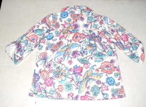 Vintage Shirt Top Teddi of California Size L 60s Pastel Butterfly Garden - Picture 1 of 8