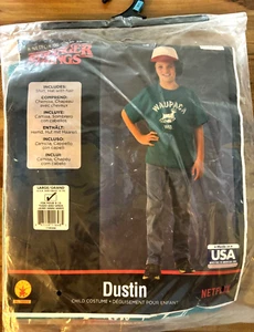Netflix Stranger Things Dustin Halloween Child L Waupaca Wis Costume Shirt Hat - Picture 1 of 2