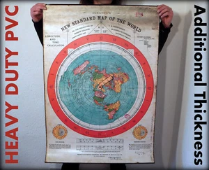 FLAT EARTH: Heavy Duty PVC Poster - Gleason's New Standard Map Of The World 1892 - Picture 1 of 10