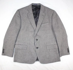 Stafford Merino Wool Blazer Men's 46 Short Sport Coat Jacket Birdseye Tweed Gray - Picture 1 of 11