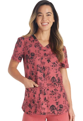 Grunge N Roses Dickies Scrubs EDS V Neck Top DK876 GNRS - Image 1 of 4