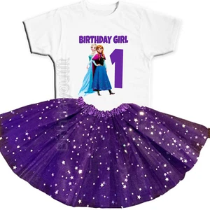 Frozen Elsa & Anna Party 1st Birthday Purple Tutu Outfit Personalized Name - Picture 1 of 4