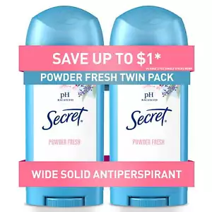 Secret Solid Antiperspirant Deodorant, Powder Fresh, 2.7 oz, Twin Pack - Picture 1 of 9