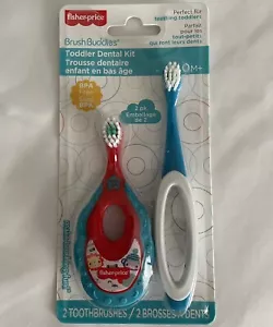 Fisher Price Brush Buddies Toddler Dental Kit 2 Toothbrushes w/ Teething Ring - Picture 1 of 3