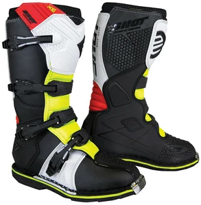 NEW SHOT X10 TECH 2.0 ADULT MOTOCROSS MX OFF ROAD BOOTS BLACK YELLOW RED WHITE - Picture 1 of 2