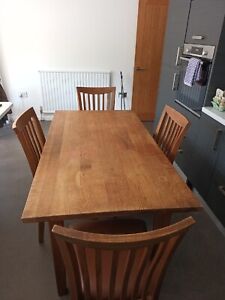 Solid oak dining table and 4 chairs Used Collection Only BS48 