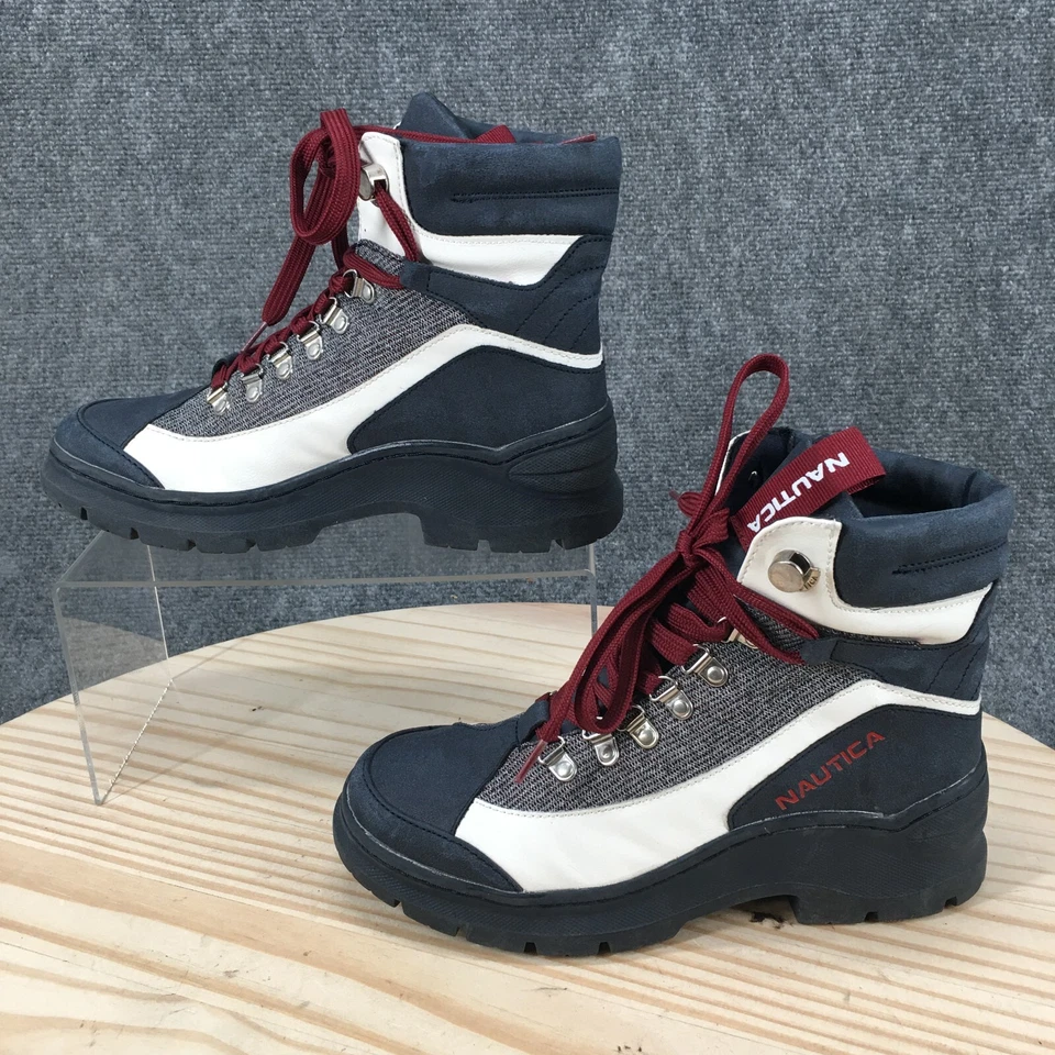 Nautica Shoes Womens 6.5 Normalin High Top Sneakers Blue Faux Leather Lace Up - Image 1 of 4