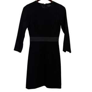 J. Crew Double Faced 100% Wolle Krepp Etuikleid gefüttert Rücken Reißverschluss 00 schwarz - Bild 1 von 16