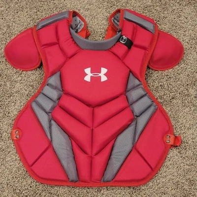 全新 Under Armour Converge II Pro 系列 护胸 红色 成人 16.5 英寸 底座 — 第 1/4 张图片