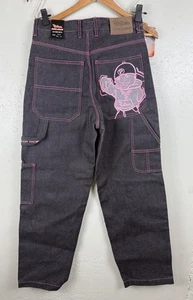 NWT 90s Vintage Platinum Nova Jeans, Black+Pink, Baggy, Teen Large Sz 13-14 - Picture 1 of 9