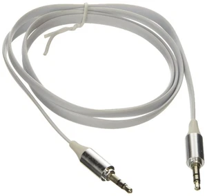 Poppstar 3,5mm Flachband Audio Klinken-Kabel 1m weiß für Handy/Smartphone/Tablet - Photo 1/1