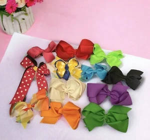 Lot Of 12 Hair Care Bows Kids Girls Dance Gymnastics Rainbow Color Barrettes - Picture 1 of 4