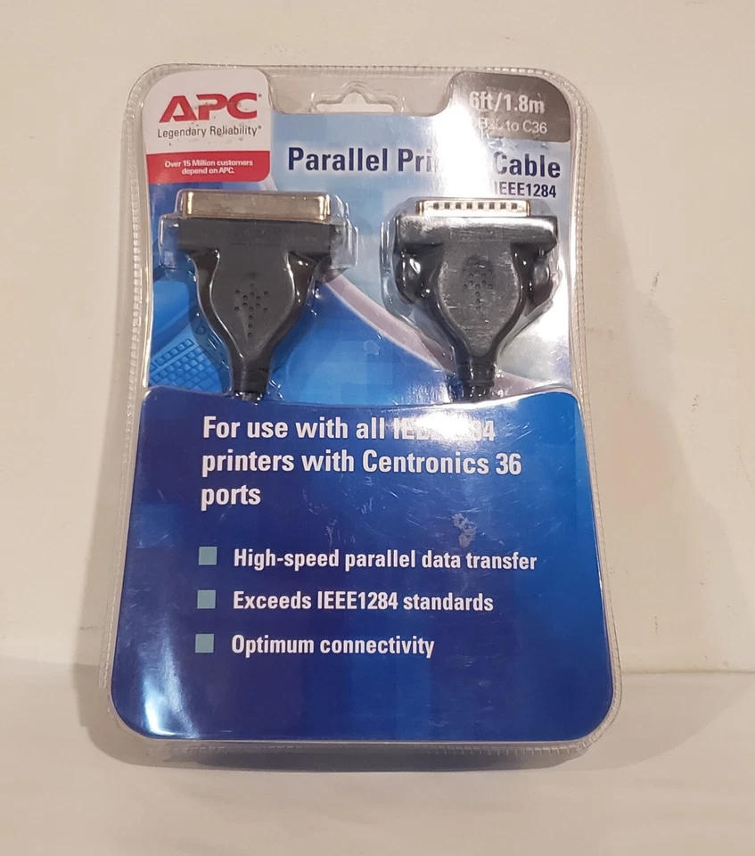 APC Parallel Printer Cable 6 Feet/1.8m IEEE1284 Centronics 36 High Speed - Image 1 of 1