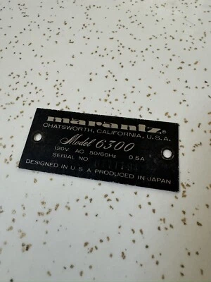 Placa de identificación insignia modelo 6300 Marantz Foto 1 de 2