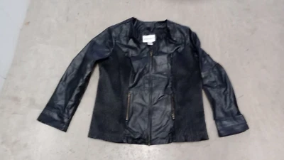 ROAMANS черная кожаная куртка пальто металлический молнии 16w - Изображение 1 из 4