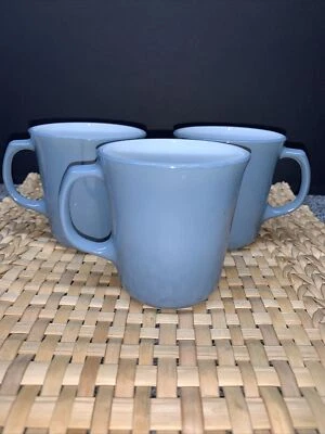 3-Vintage Pyrex Coffee Cup Mug Slate Blue D Handle Milk Glass 90s - Image 1 of 4