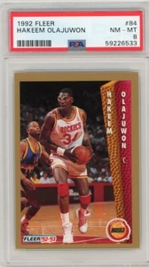 Hakeem Olajuwon 1992 Fleer #84 PSA 8. Very Low Pop - Picture 1 of 2