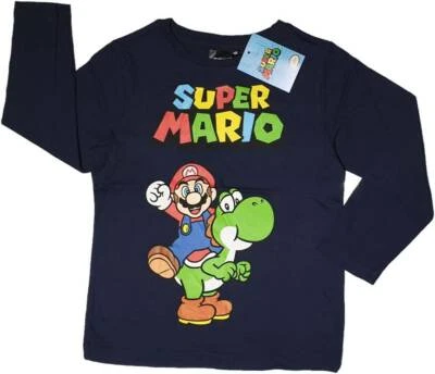 Super Mario Langarmshirt Jungen T- Shirt Shirt Gr. 98 bis 122 - Bild 1 von 4
