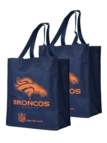 NFL Denver Broncos  Reusable Tote Grocery Tote Shopping Bag 2 Piece Cover