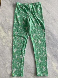 girls emerald august Size 7 green floral legging euc Button Detail - Picture 1 of 6