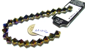 Crystal Venezia China Bicone Beads JET BLACK AB 7" strands M1056 - Picture 1 of 1