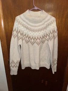 Suéter nórdico blanco Max Studio para mujer talla pequeña tiene agujero nuevo sin etiquetas - Imagen 1 de 7