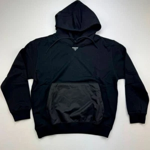 PRADA Black Fleece Oversized Hoodie Sweatshirt Men - Picture 1 of 8