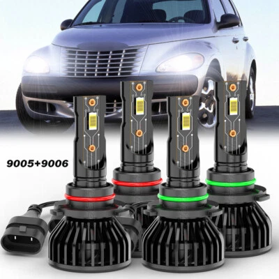 适用于克莱斯勒 PT CRUISER 2001 - 2010 LED 车头灯高低光束灯泡组合 4 件 — 第 1/4 张图片